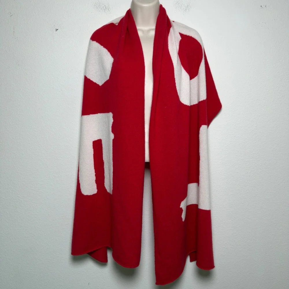 The Cashmere Project Womens 100% Cashmere Scarf O/S Red LOVE Intarsia Knit Wrap